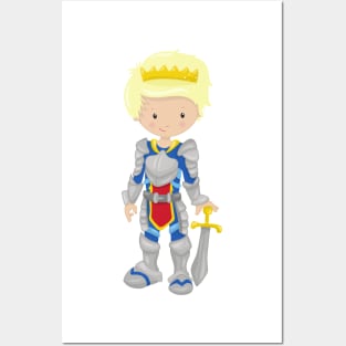 Prince, King, Knight, Crown, Sword, Blond Hair Posters and Art